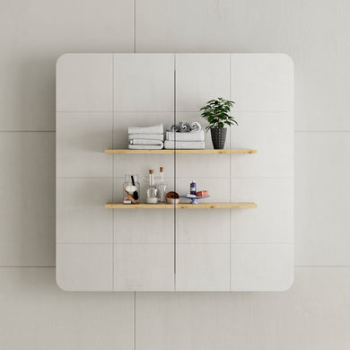 *Clearance* Retti Rectangular 750mm x 750mm Mirrored Shaving Cabinet, Matte White