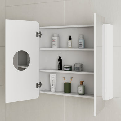 *Clearance* Retti Rectangular 750mm x 750mm Mirrored Shaving Cabinet, Matte White