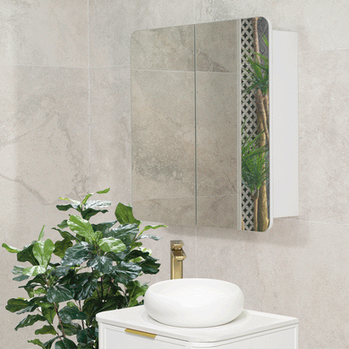 Retti Rectangular 750mm x 750mm Mirrored Shaving Cabinet, Matte White