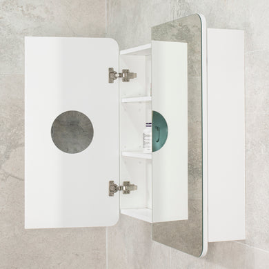 Retti Rectangular 750mm x 750mm Mirrored Shaving Cabinet, Matte White
