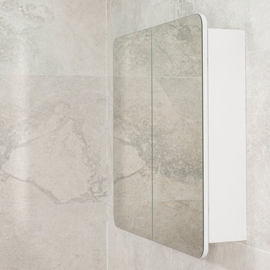 Retti Rectangular 750mm x 750mm Mirrored Shaving Cabinet, Matte White