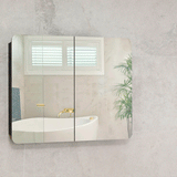 Retti Rectangular 900mm x 750mm Mirrored Shaving Cabinet, Matte Black