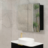 Retti Rectangular 900mm x 750mm Mirrored Shaving Cabinet, Matte Black