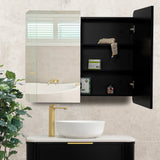 Retti Rectangular 900mm x 750mm Mirrored Shaving Cabinet, Matte Black