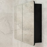Retti Rectangular 900mm x 750mm Mirrored Shaving Cabinet, Matte Black