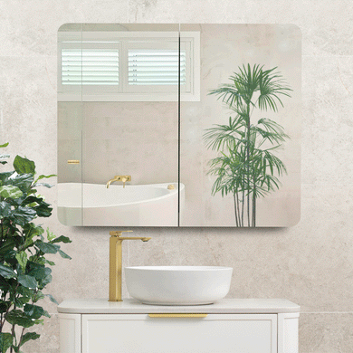 Retti Rectangular 900mm x 750mm Mirrored Shaving Cabinet, Matte White