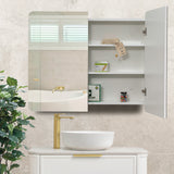 Retti Rectangular 900mm x 750mm Mirrored Shaving Cabinet, Matte White