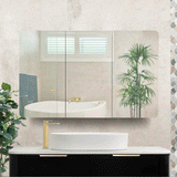 Retti Rectangular 1200mm x 750mm Mirrored Shaving Cabinet, Matte Black