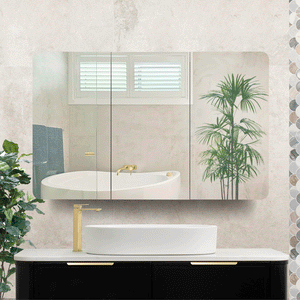 Retti Rectangular 1200mm x 750mm Mirrored Shaving Cabinet, Matte Black