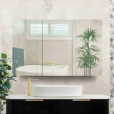 Retti Rectangular 1200mm x 750mm Mirrored Shaving Cabinet, Matte Black