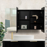 Retti Rectangular 1200mm x 750mm Mirrored Shaving Cabinet, Matte Black