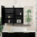 Retti Rectangular 1200mm x 750mm Mirrored Shaving Cabinet, Matte Black