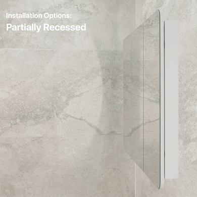 Retti Rectangular 1200mm x 750mm Mirrored Shaving Cabinet, Matte White