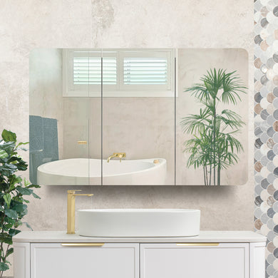 Retti Rectangular 1200mm x 750mm Mirrored Shaving Cabinet, Matte White