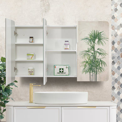 Retti Rectangular 1200mm x 750mm Mirrored Shaving Cabinet, Matte White
