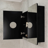 Retti Rectangular 1500mm x 750mm Mirrored Shaving Cabinet, Matte Black