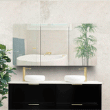 Retti Rectangular 1500mm x 750mm Mirrored Shaving Cabinet, Matte Black