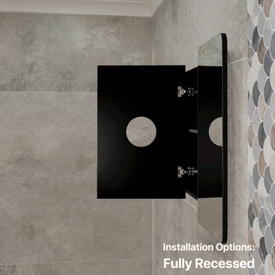 Retti Rectangular 1500mm x 750mm Mirrored Shaving Cabinet, Matte Black