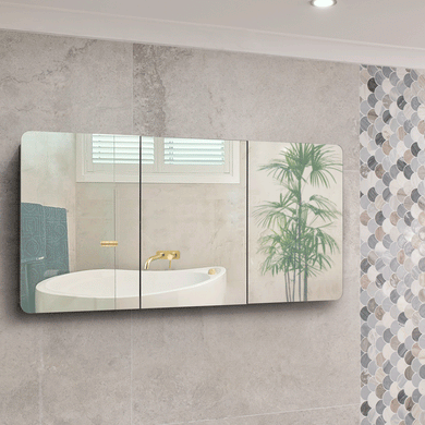 Retti Rectangular 1500mm x 750mm Mirrored Shaving Cabinet, Matte Black
