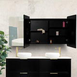 Retti Rectangular 1500mm x 750mm Mirrored Shaving Cabinet, Matte Black