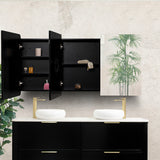 Retti Rectangular 1500mm x 750mm Mirrored Shaving Cabinet, Matte Black