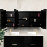 Retti Rectangular 1500mm x 750mm Mirrored Shaving Cabinet, Matte Black