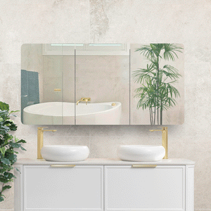 Retti Rectangular 1500mm x 750mm Mirrored Shaving Cabinet, Matte White