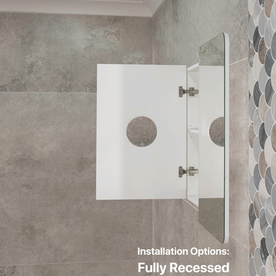 Retti Rectangular 1500mm x 750mm Mirrored Shaving Cabinet, Matte White