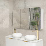 Retti Rectangular 1500mm x 750mm Mirrored Shaving Cabinet, Matte White