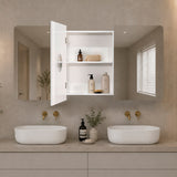 Retti Rectangular 1500mm x 750mm Mirrored Shaving Cabinet, Matte White