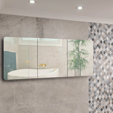 Retti Rectangular 1800mm x 750mm Mirrored Shaving Cabinet, Matte Black