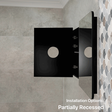 Retti Rectangular 1800mm x 750mm Mirrored Shaving Cabinet, Matte Black