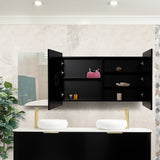 Retti Rectangular 1800mm x 750mm Mirrored Shaving Cabinet, Matte Black