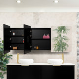 Retti Rectangular 1800mm x 750mm Mirrored Shaving Cabinet, Matte Black