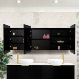 Retti Rectangular 1800mm x 750mm Mirrored Shaving Cabinet, Matte Black