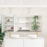 Retti Rectangular 1800mm x 750mm Mirrored Shaving Cabinet, Matte White