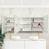 Retti Rectangular 1800mm x 750mm Mirrored Shaving Cabinet, Matte White