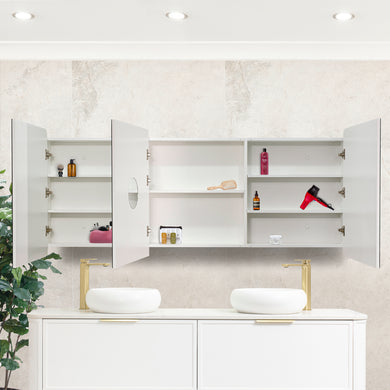 Retti Rectangular 1800mm x 750mm Mirrored Shaving Cabinet, Matte White