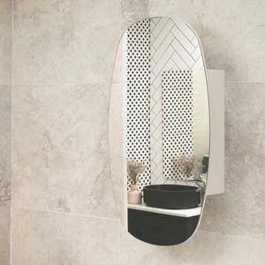 *Clearance* Riri Oblong 500mm x 900mm Mirrored Shaving Cabinet, Matte White
