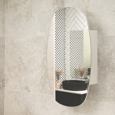 *Clearance* Riri Oblong 500mm x 900mm Mirrored Shaving Cabinet, Matte White
