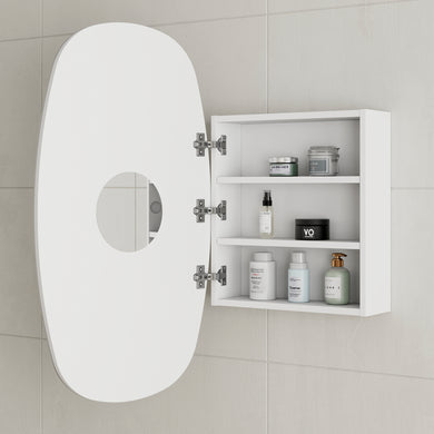Riri Oblong 500mm x 900mm Mirrored Shaving Cabinet, Matte White
