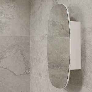 Riri Oblong 500mm x 900mm Mirrored Shaving Cabinet, Matte White
