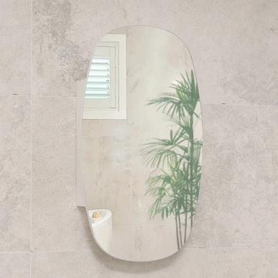 Riri Oblong 500mm x 900mm Mirrored Shaving Cabinet, Matte White