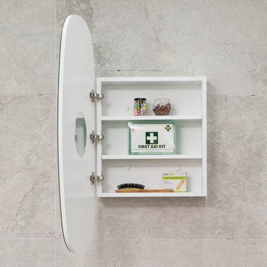 Riri Oblong 500mm x 900mm Mirrored Shaving Cabinet, Matte White