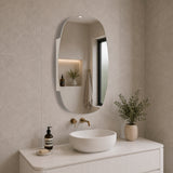 Riri Oblong 500mm x 900mm Mirrored Shaving Cabinet, Matte White
