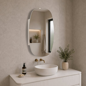 Riri Oblong 500mm x 900mm Mirrored Shaving Cabinet, Matte White