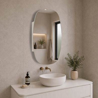 Riri Oblong 500mm x 900mm Mirrored Shaving Cabinet, Matte White