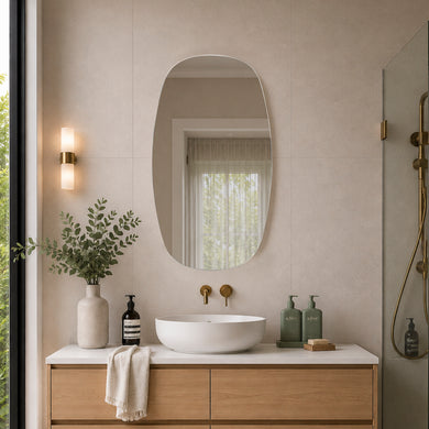 Riri Oblong 500mm x 900mm Mirrored Shaving Cabinet, Matte White