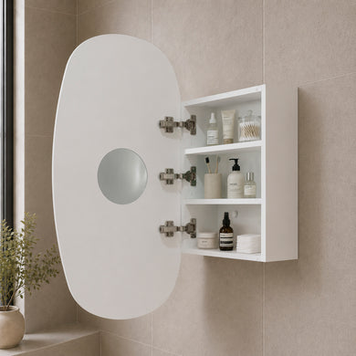 Riri Oblong 500mm x 900mm Mirrored Shaving Cabinet, Matte White