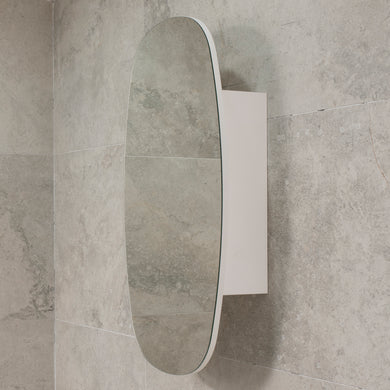 Riri Oblong 500mm x 900mm Mirrored Shaving Cabinet, Matte White